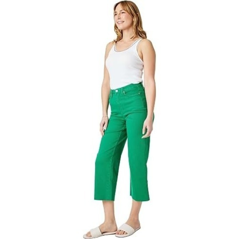 Judy Blue High Waisted Cropped Wide Leg Jeans Kelly Green Women 24 NWT